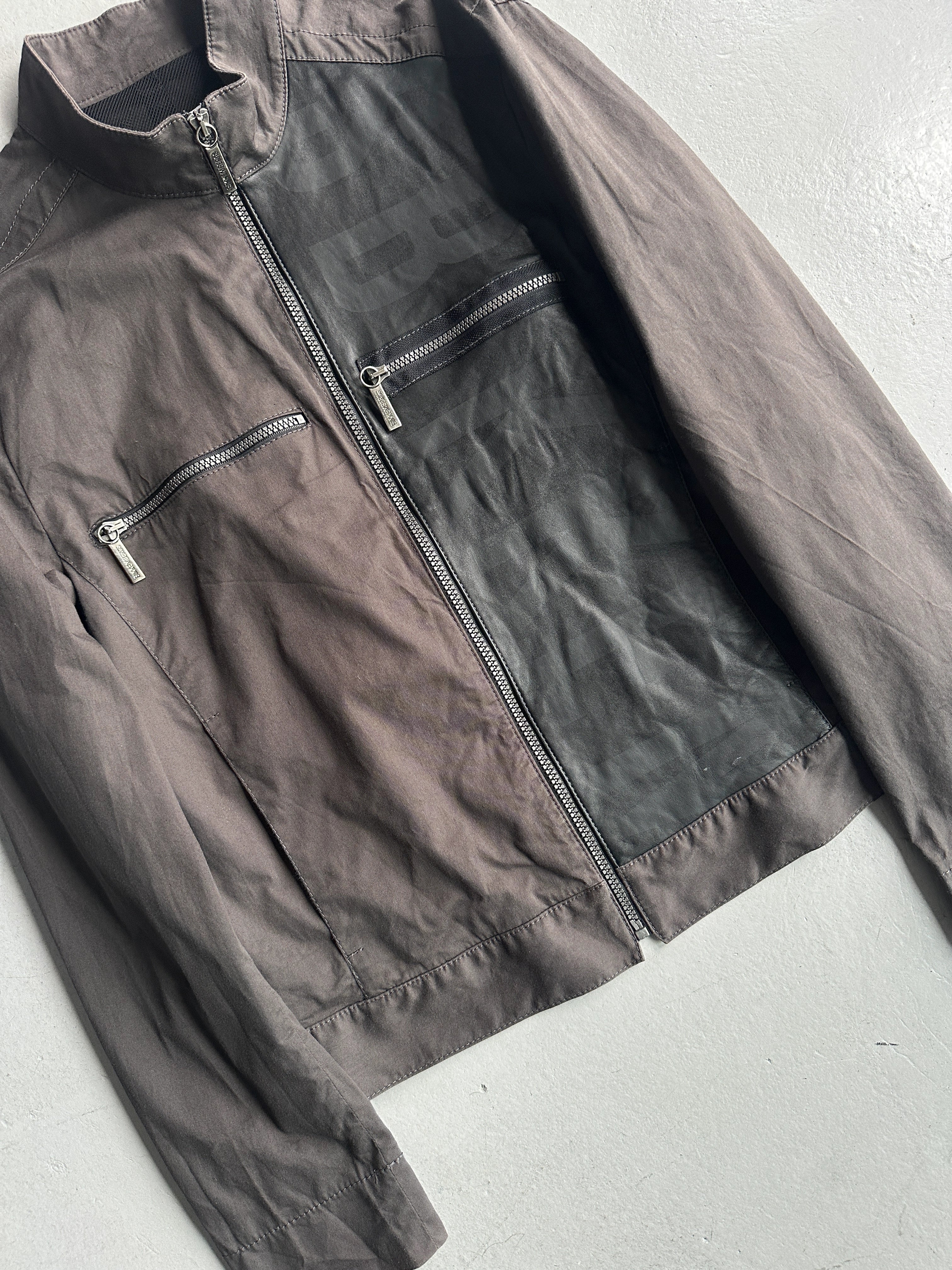 BIKKEMBERGS - 2000s LIGHT JACKET WITH LEATHER PANEL AT FRONT