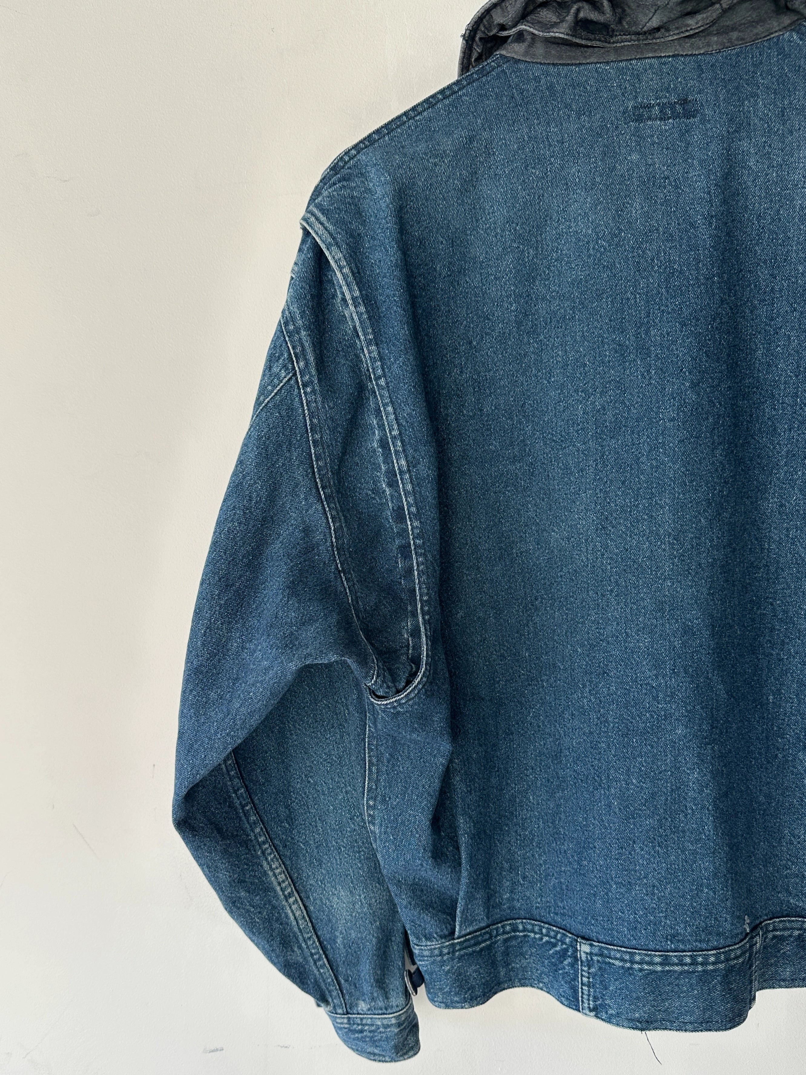 BONEVILLE BY MASSIMO OSTI - 1980s OVERSIZED DENIM BOMBER JACKET