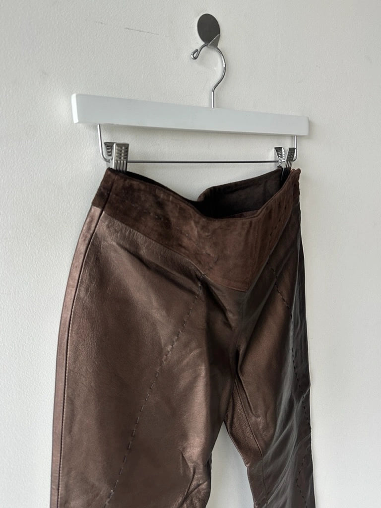 GIANFRANCO FERRÉ - early 2000s METALLIC LEATHER AND SUEDE TROUSERS