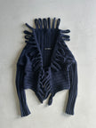 MARITHÉ + FRANÇOIS GIRBAUD - 2000s LOOPING CUT OUT DETAILS OPEN FRONT KNIT CARDIGAN