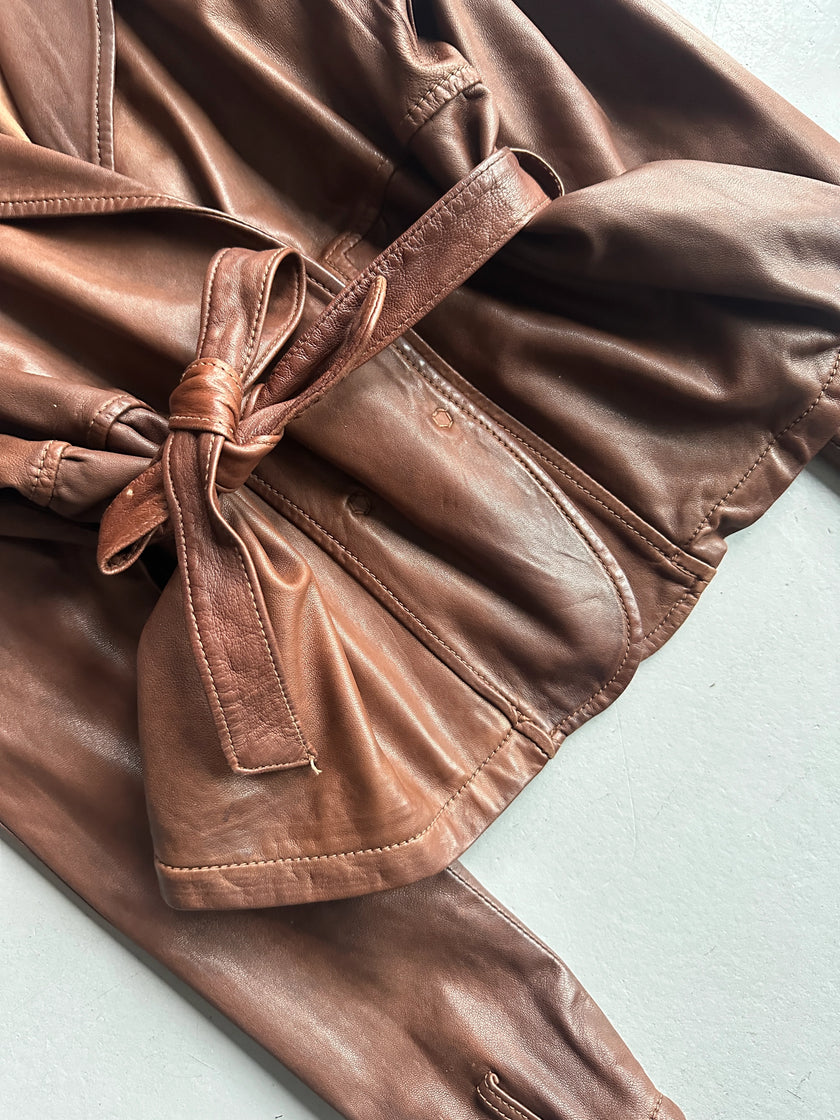 GIORGIO BRATO - 2000s SOFT LEATHER BELTED JACKET