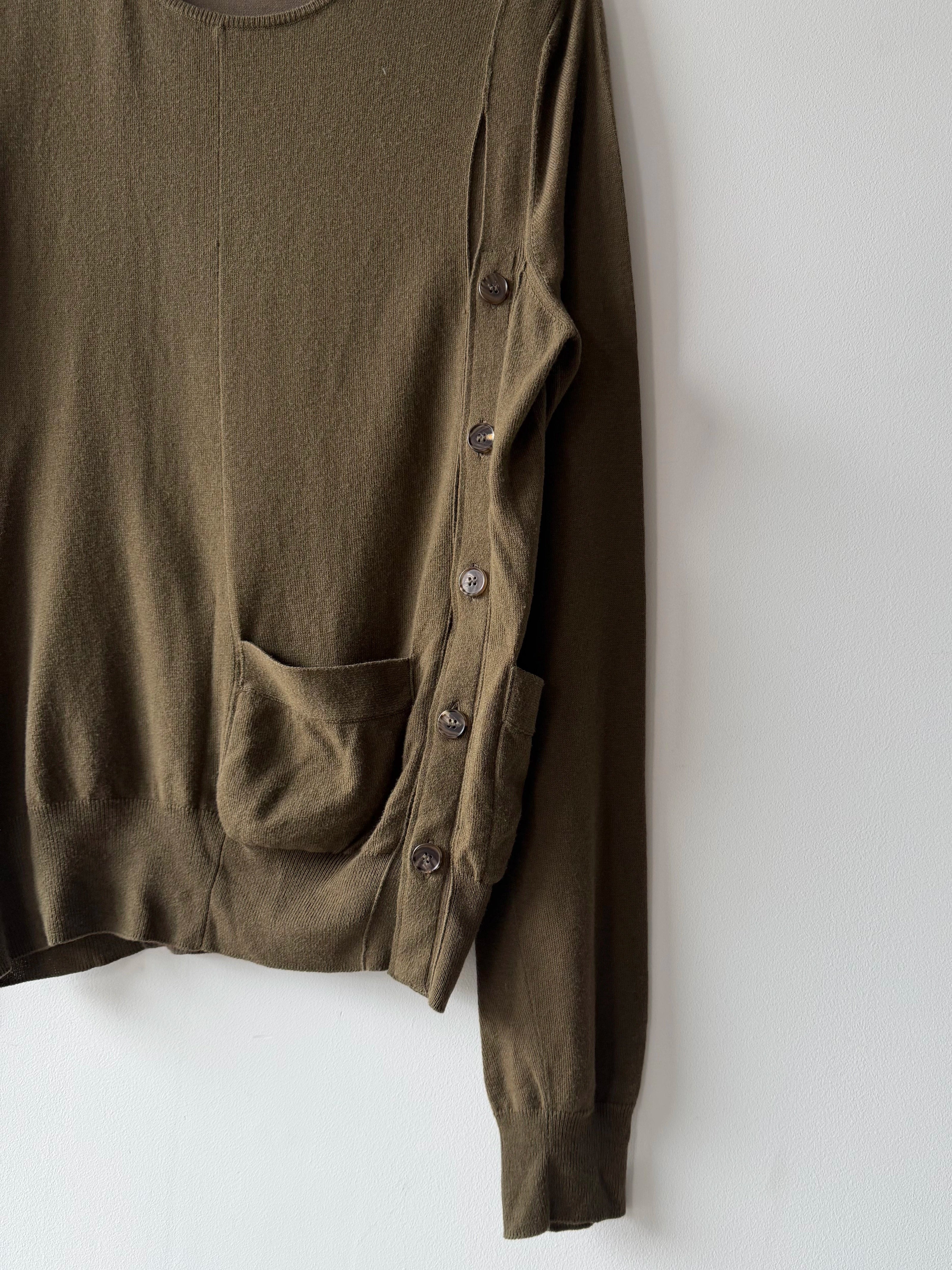 MARTIN MARGIELA - S/S 2017 DECONSTRUCTED SOFT KNIT JUMPER WITH SIDE BUTTONS