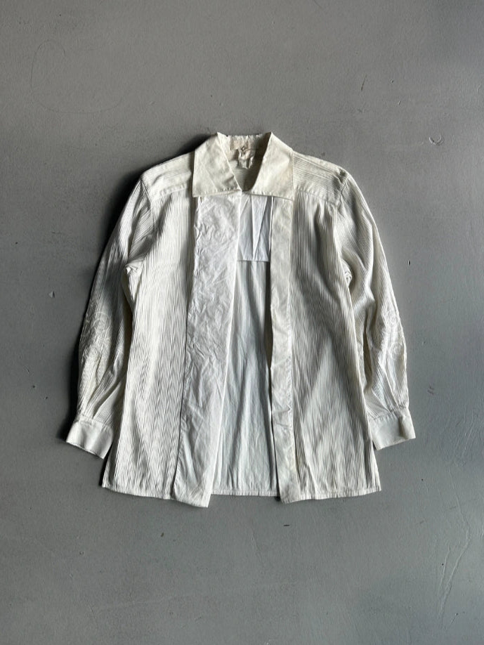 ESCADA - 1980s EMBROIDERED PLEATED BLOUSE