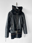 JAPANESE LABEL - late 1990s LEATHER JACKET WITH KNITTED HEM AND ZIP AT BACK
