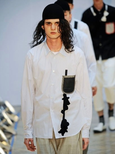 COMME DES GARÇONS HOMME PLUS - S/S 2010 LONG SLEEVE SHIRT WITH APPLIQUÉS