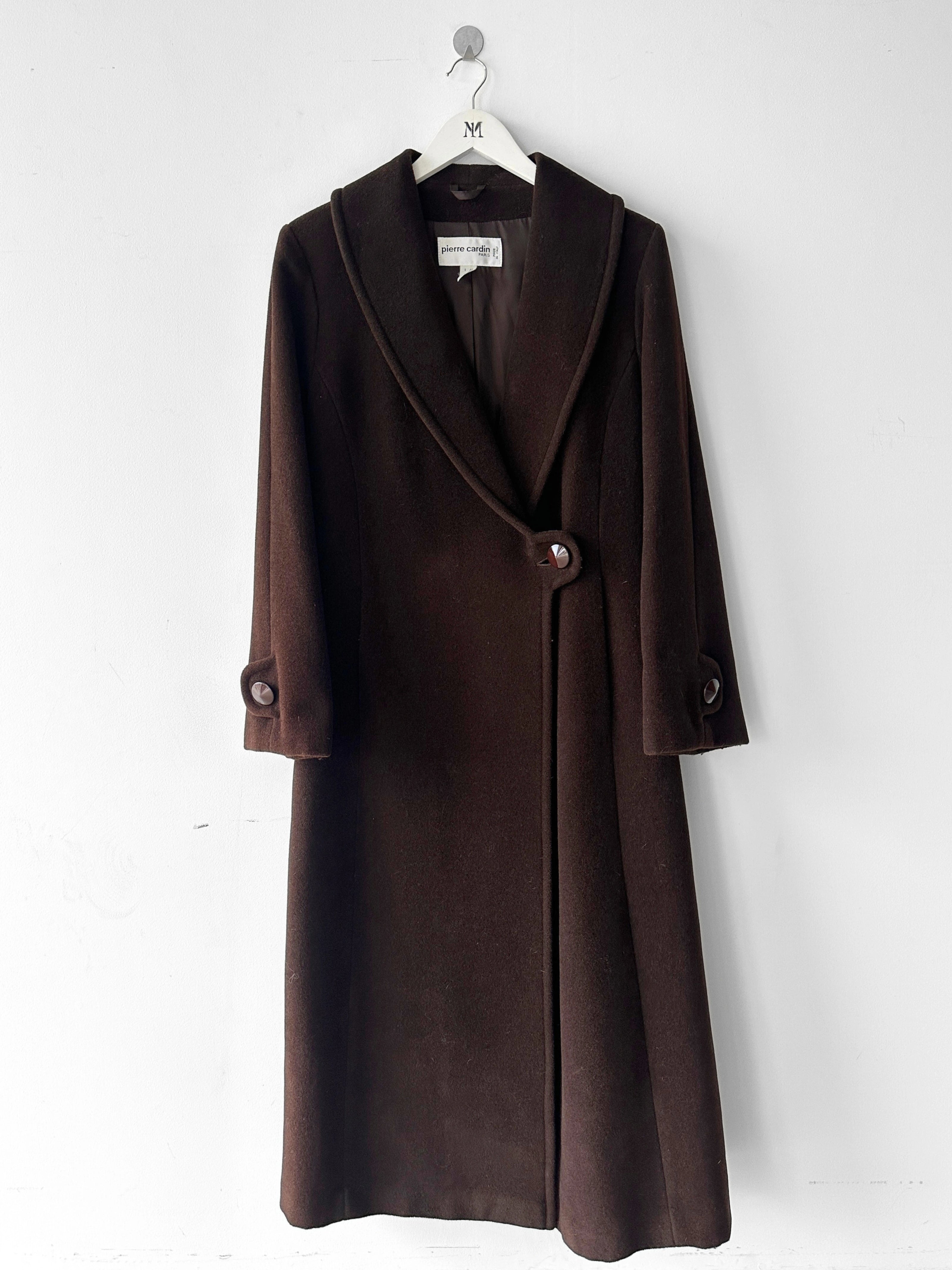 PIERRE CARDIN - 1990s LONG FITTED COAT WITH SINGLE BUTTON CLOSURE