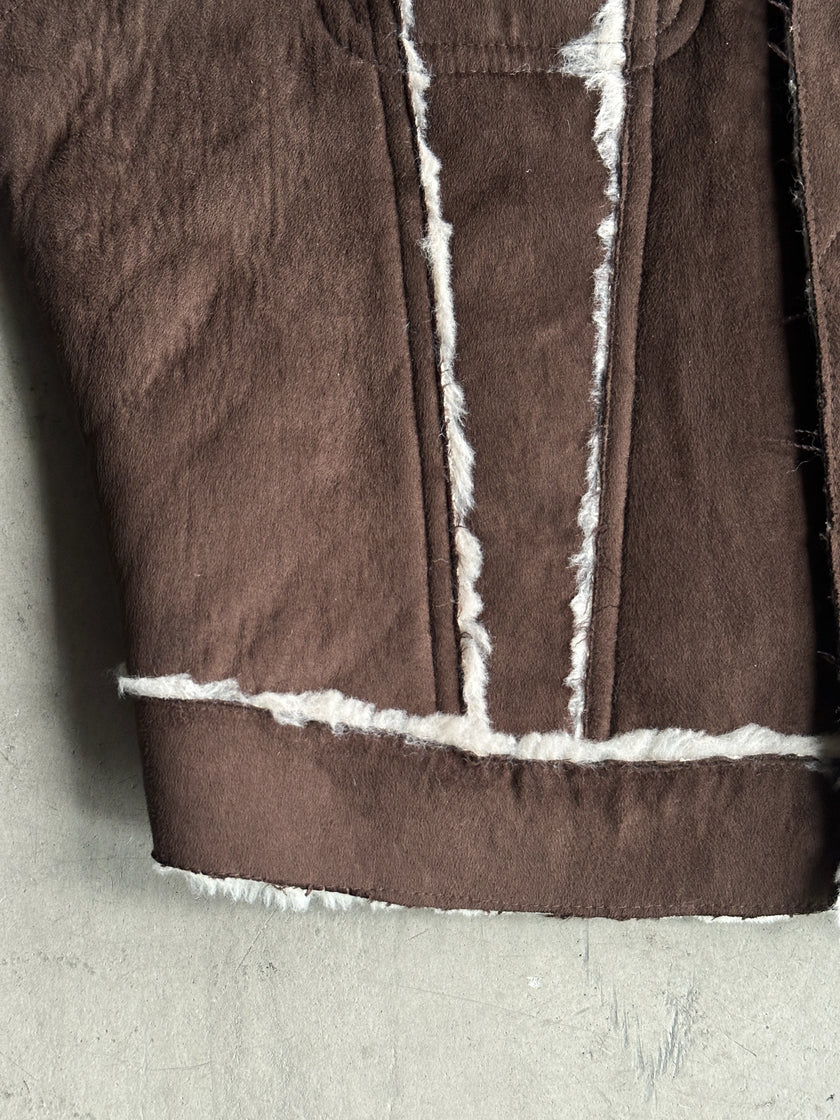 JUST CAVALLI - 2000s CROP FIT SHEARLING GILET JACKET