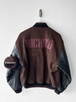 MICHIKO KOSHINO - 1990s BOMBER JACKET WITH CONTRASTING SLEEVE AND DETACHABLE POUCH POCKET