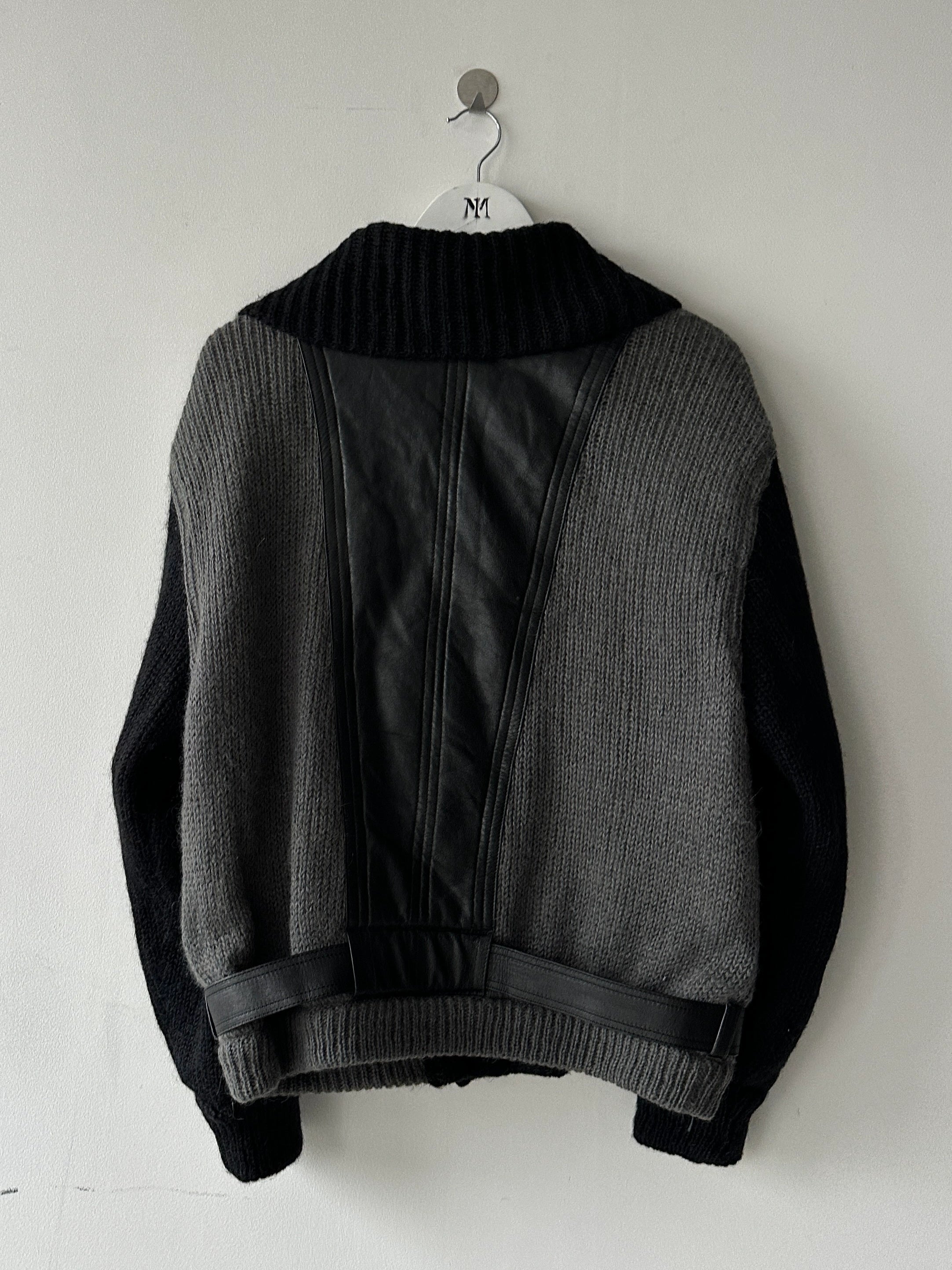 ICEBERG BY J.C. DE CASTELBAJAC - 1980s KNITTED JACKET WITH LEATHER PANEL