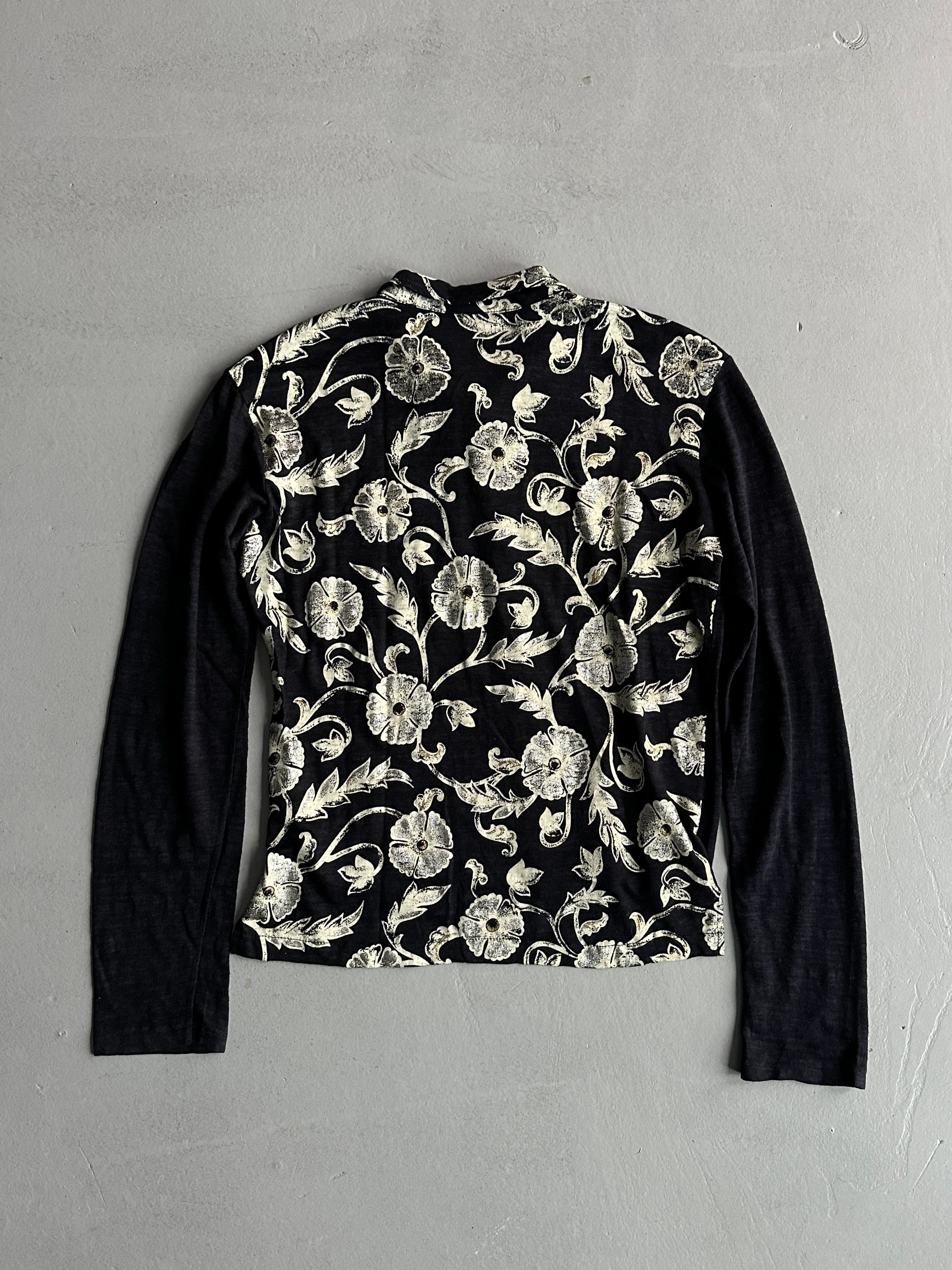 YOHJI YAMAMOTO Y's - S/S 2002 FLORAL BACK LINEN CARDIGAN