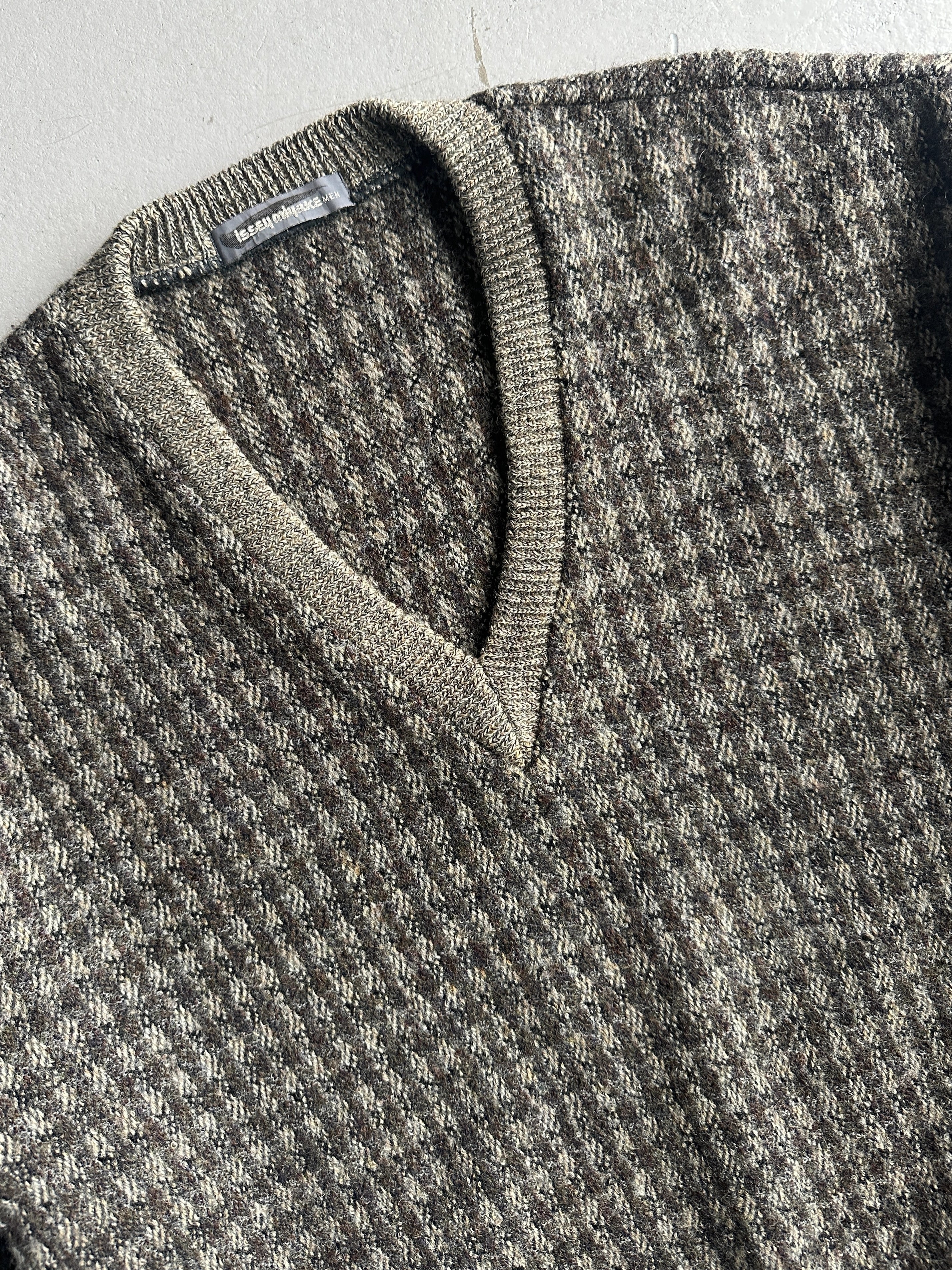 ISSEY MIYAKE - 1980s V NECK CHUNKY KNIT BOXY FIT JUMPER