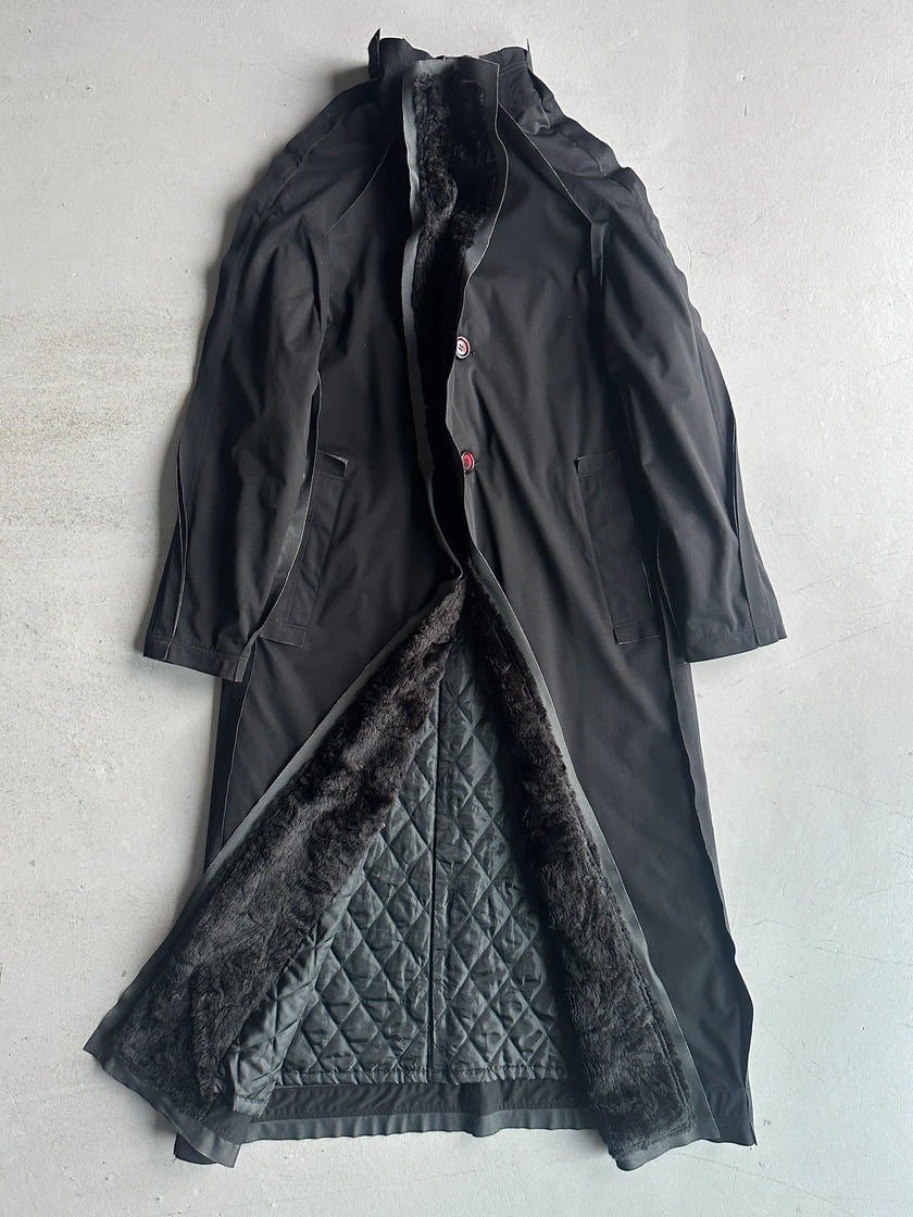 ARRSTON VOLAJU BY KOHSHIN SATOH - 1990s LONG TECHNICAL JACKET WITH FAUX FUR TRIM