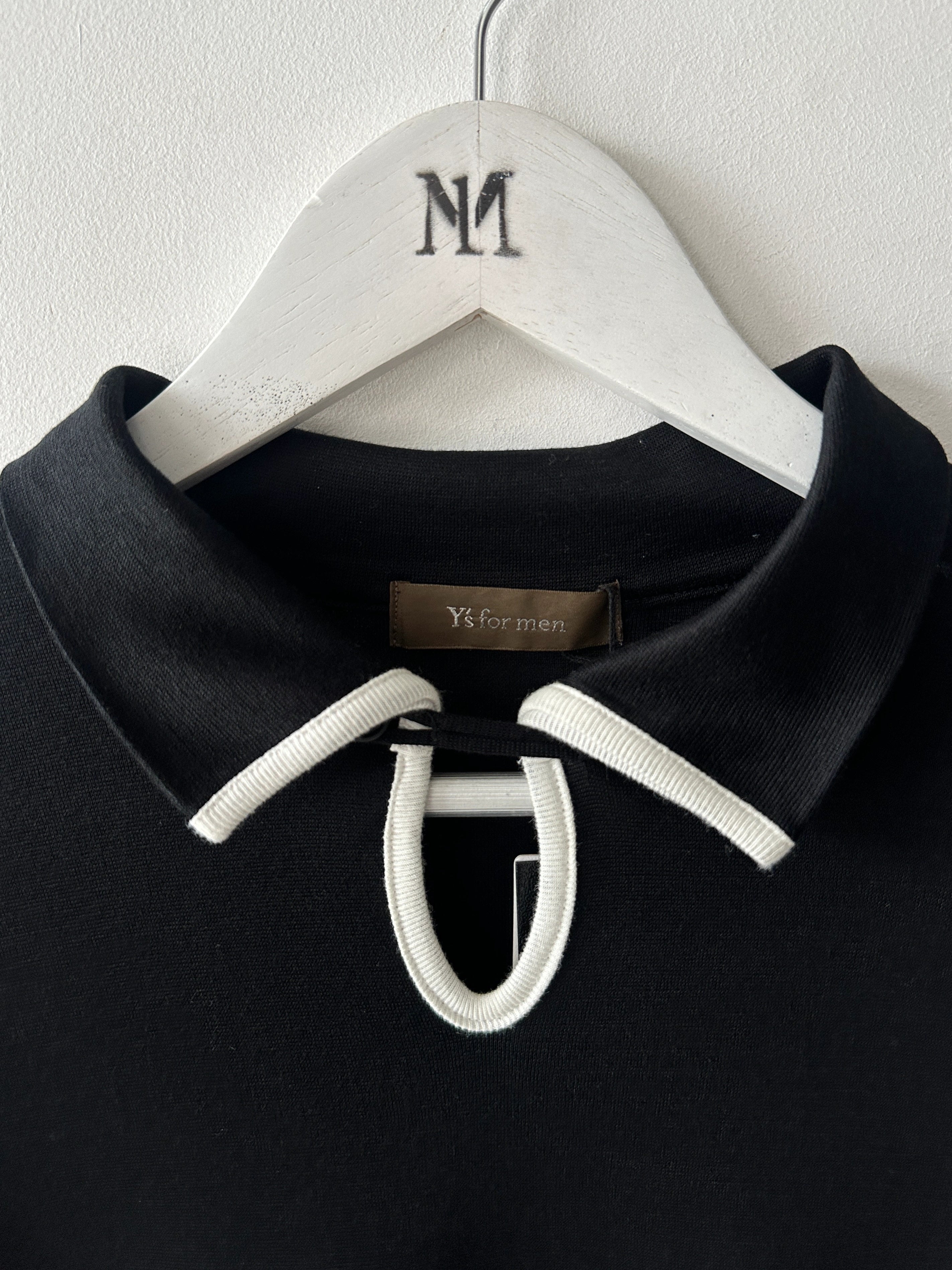 YOHJI YAMAMOTO Y'S - early 1990s LONG SLEEVE TOP WITH BUTTON DETAIL AT COLLAR