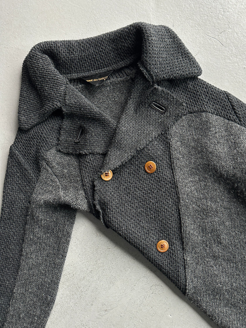 COMME DES GARÇONS - F/W 2002 ASYMMETRICAL KNIT TOP WITH FRONT AND BACK BUTTON EMBELLISHMENTS