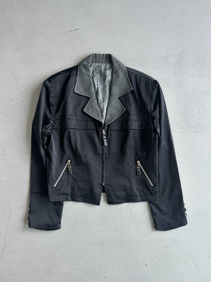 JANNE FAURE - 1990s CROP FIT JACKET WITH WOOL COLLAR