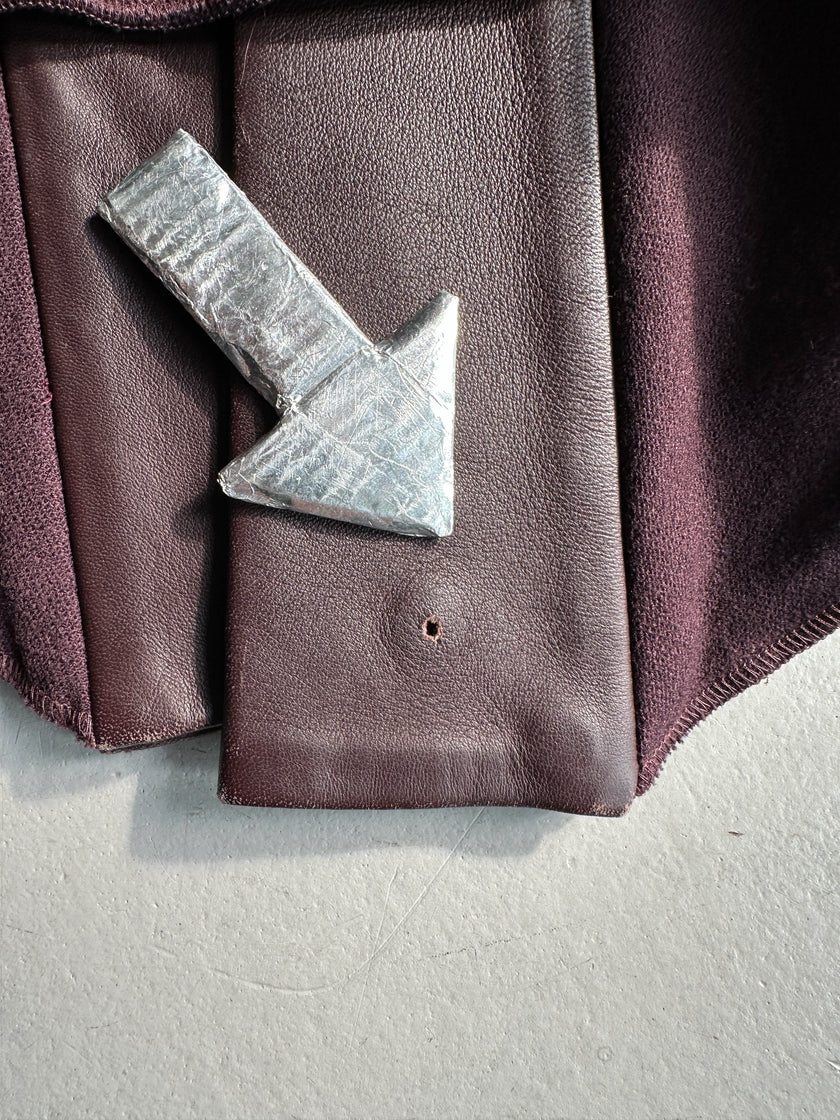 SHARON WAUCHOB - 2000s LEATHER FRONT DRAPED BLAZER