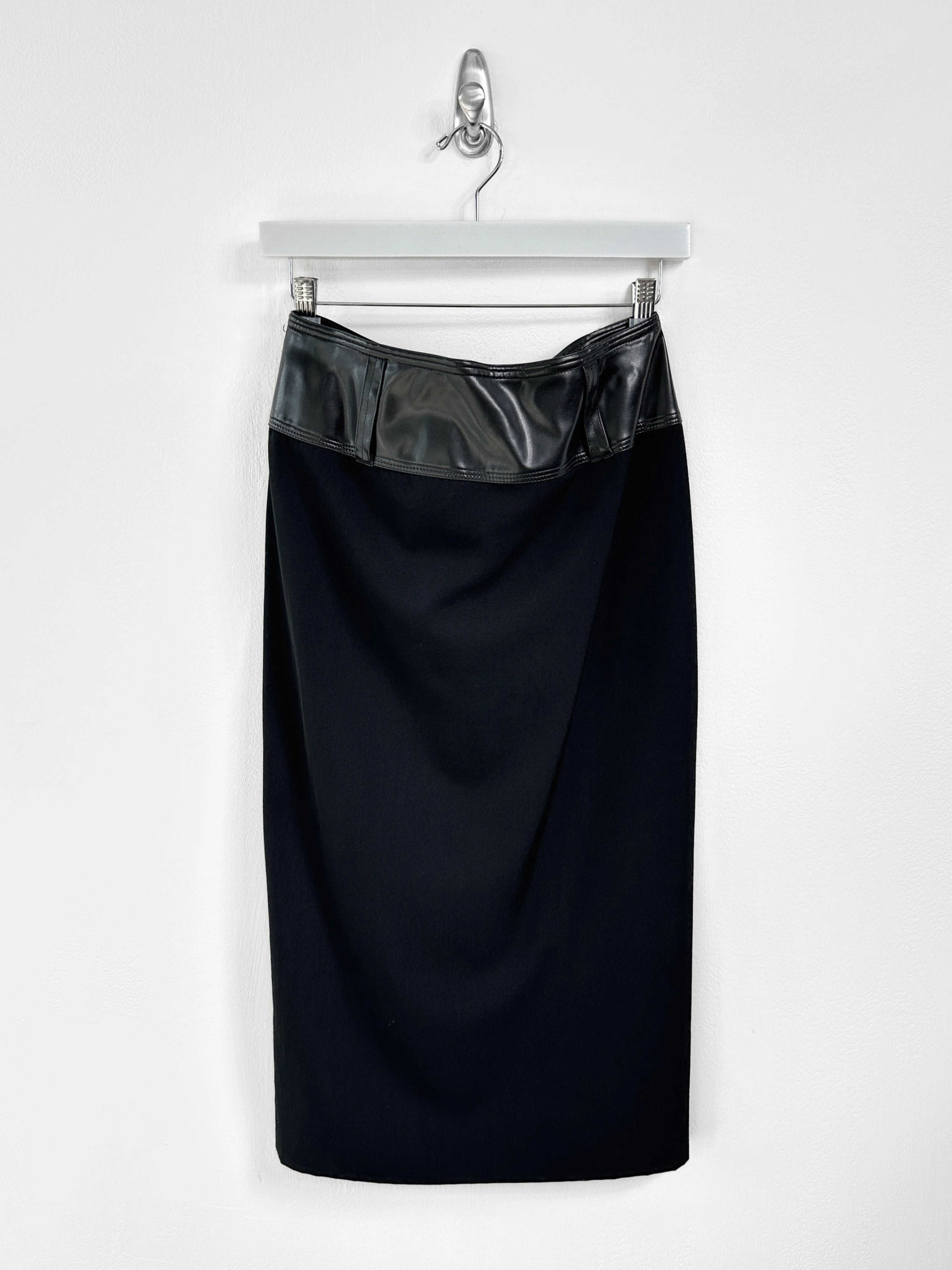 JEAN PAUL GAULTIER - A/W 1995 SAMPLE LONGUETTE SKIRT WITH LEATHER WAISTBAND