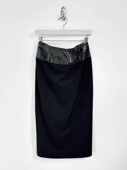 JEAN PAUL GAULTIER - A/W 1995 SAMPLE LONGUETTE SKIRT WITH LEATHER WAISTBAND