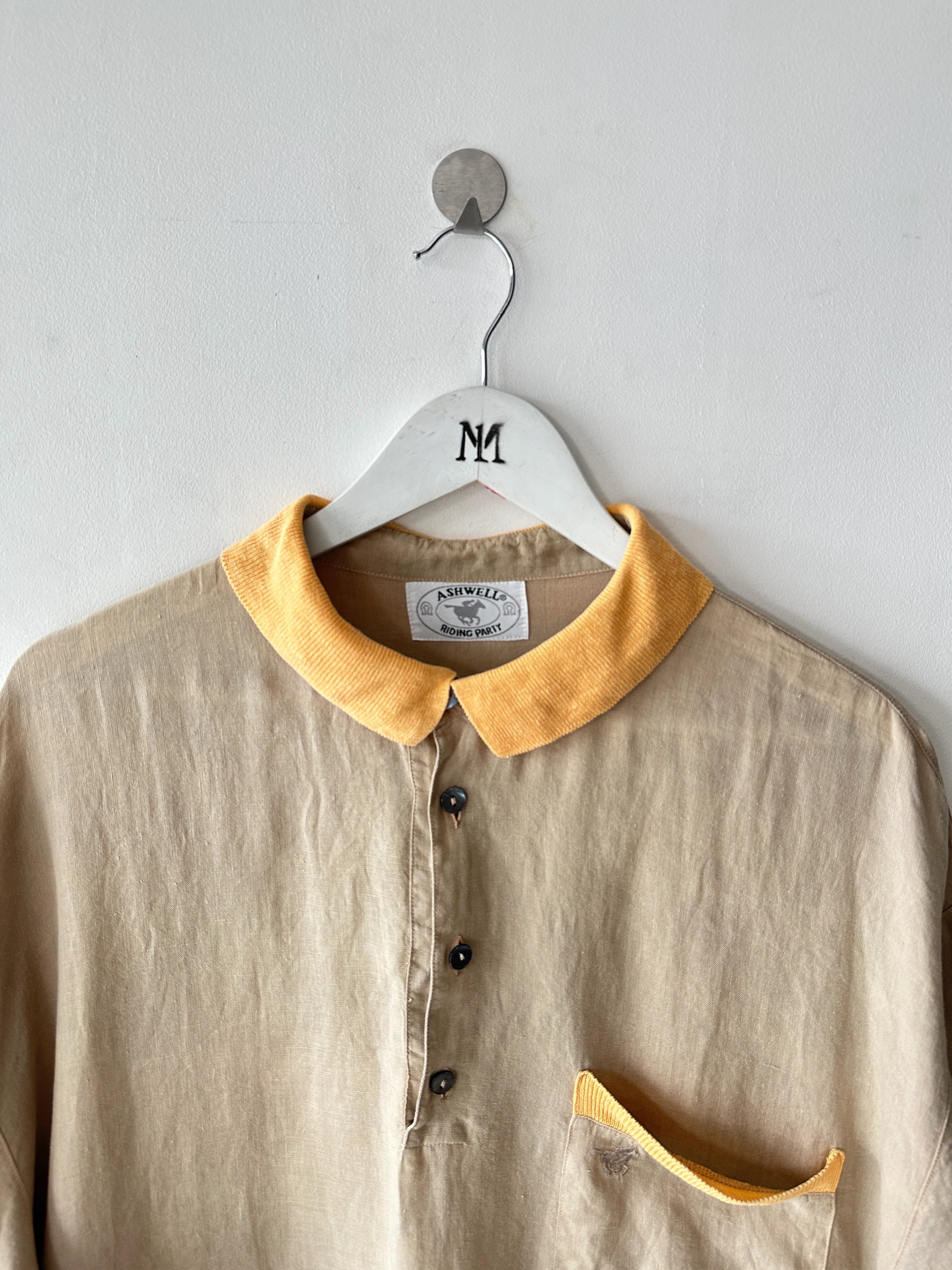 1980s LINEN POLO T-SHIRT