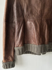 ITALIAN LABEL 2000s LEATHER JACKET WITH KNIT COLLAR AND FRONT PLACKET