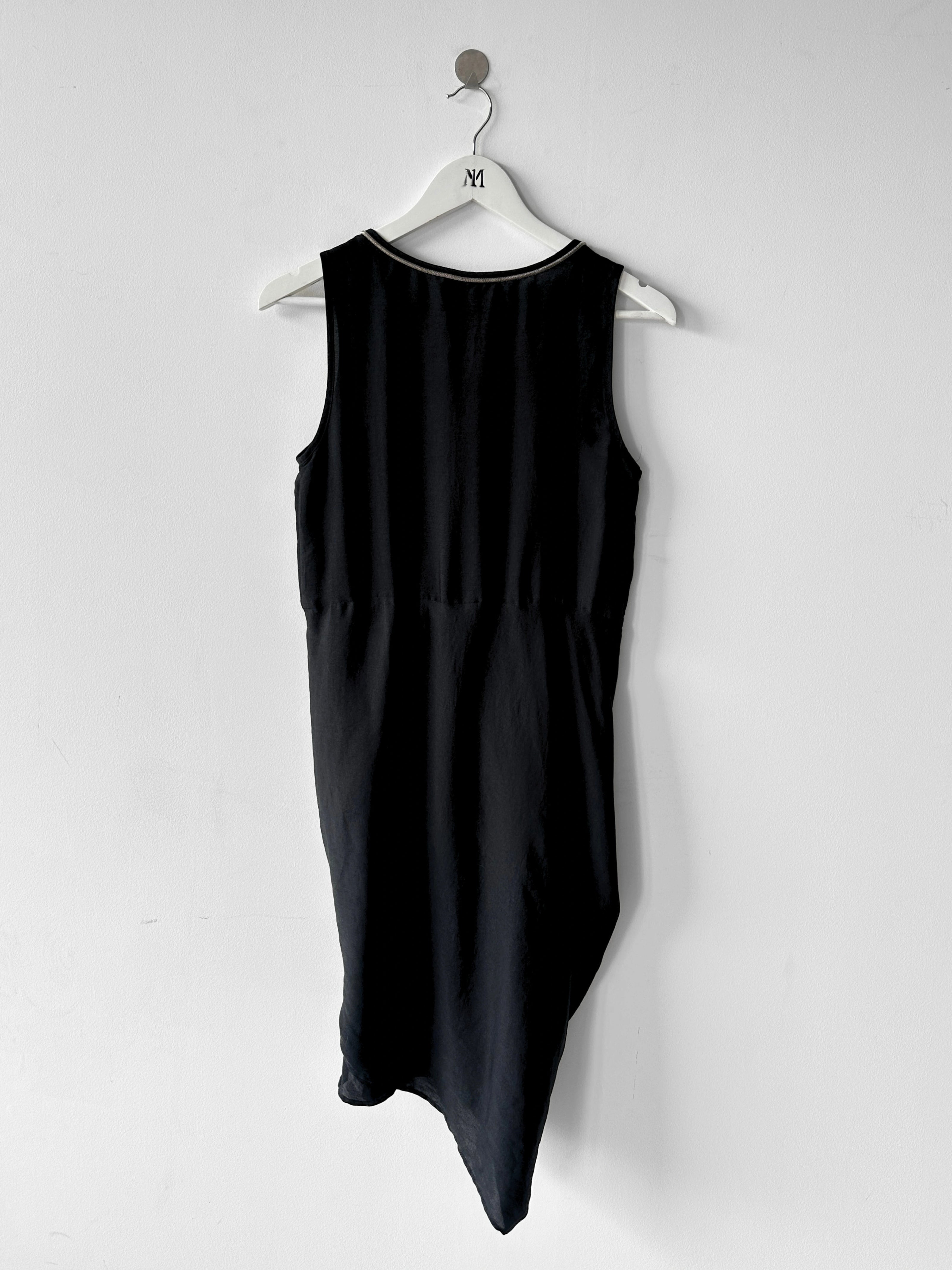 COP COPINE - 2000s ASYMMETRIC SATIN DRESS WITH CHAIN NECKLINE
