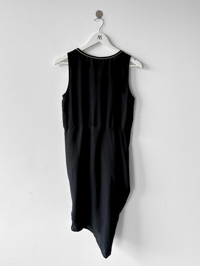 COP COPINE - 2000s ASYMMETRIC SATIN DRESS WITH CHAIN NECKLINE