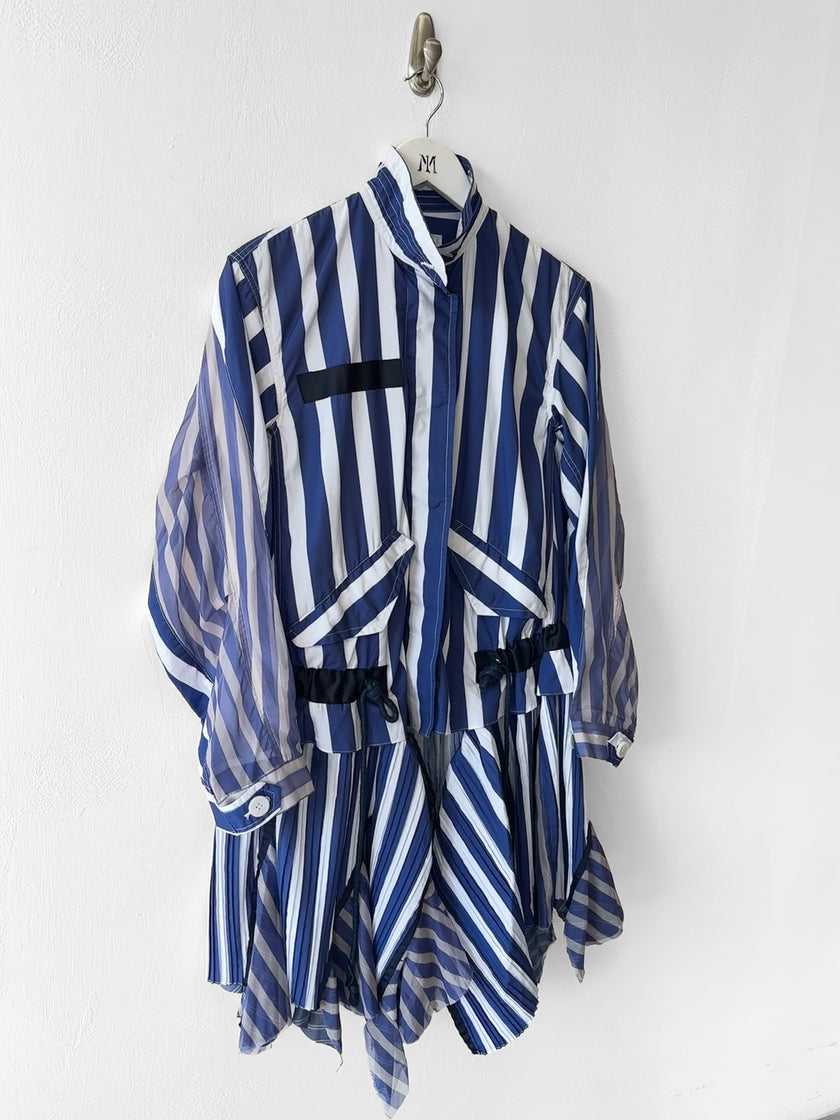 SACAI - F/W 2017 STRIPED JACKET WITH ASYMMETRICAL LAYERED HEM