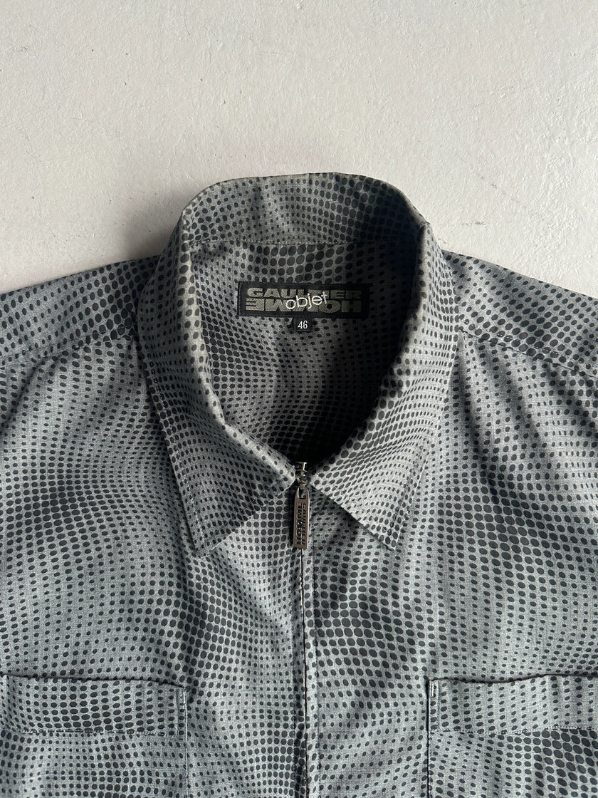 JEAN PAUL GAULTIER OBJET - 1990s CYBER DOTS SURREALIST ZIPPED SHIRT