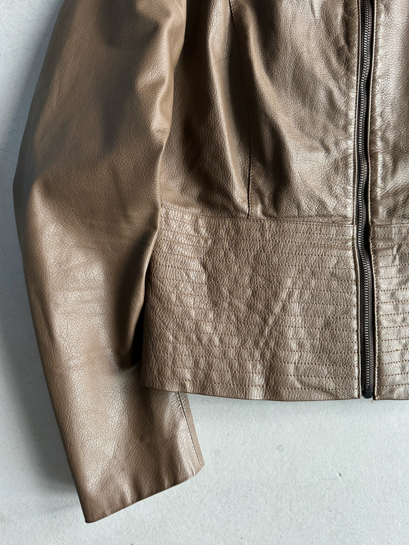 1990s STITCHED WAIST PANEL LEATHER JACKET