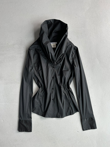1990s EXTRA WIDE COLLAR BUTTONED BLOUSE