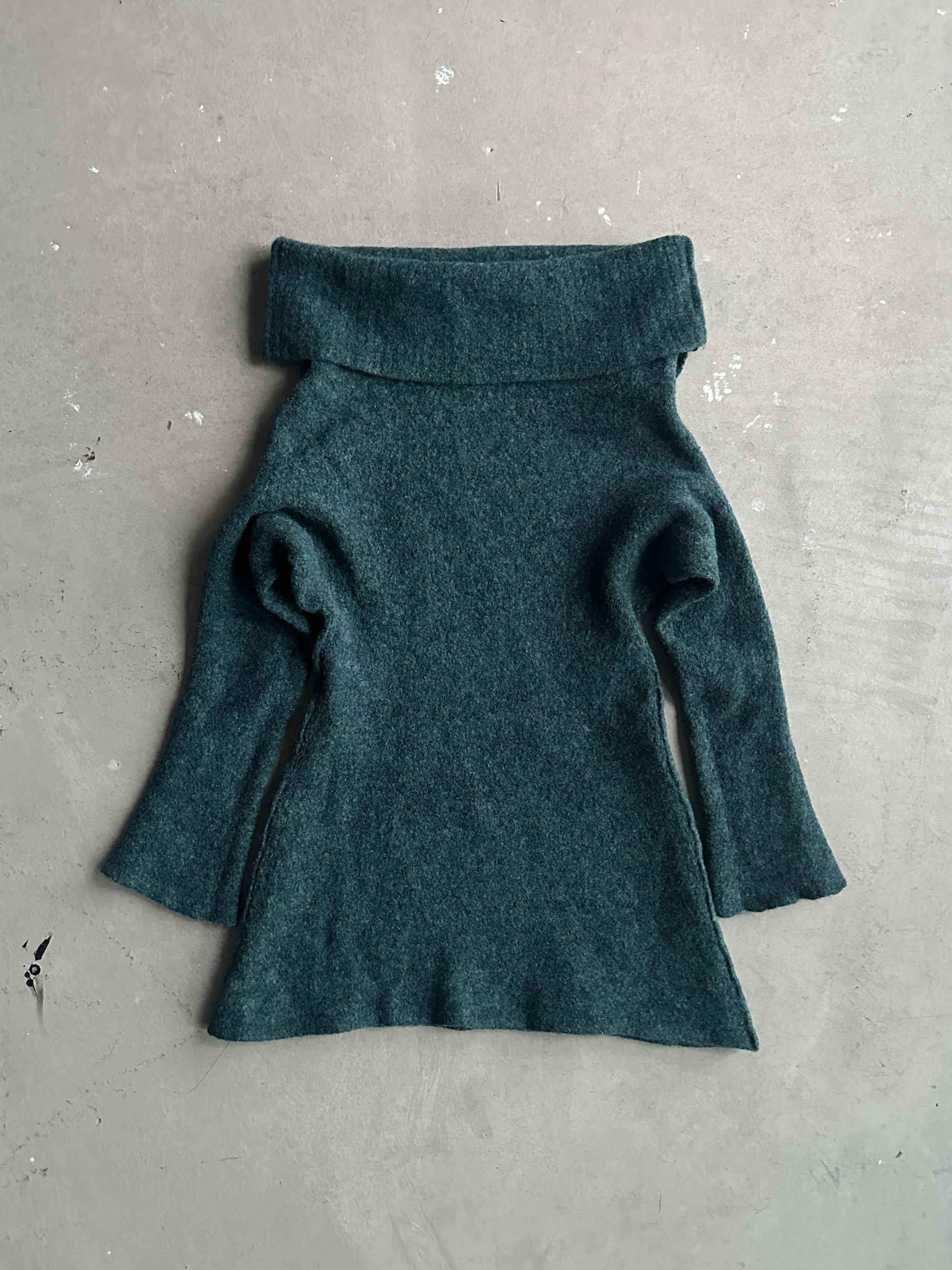 YOHJI YAMAMOTO Y'S FOR LIVING - 1990s BUTTONED NECK COLLAR FLARED JUMPER