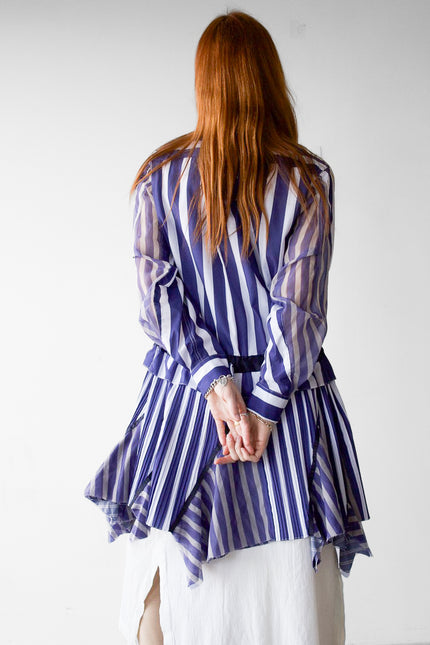 SACAI - F/W 2017 STRIPED JACKET WITH ASYMMETRICAL LAYERED HEM