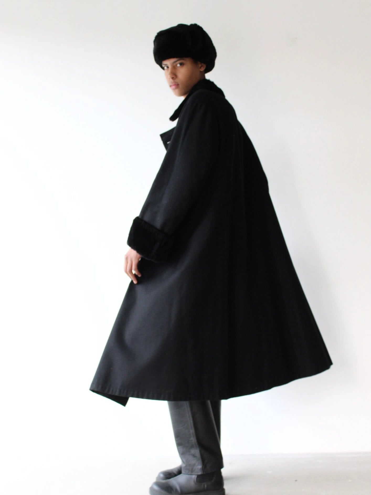 YOHJI YAMAMOTO NOIR - A/W 1996 DOUBLE BREASTED LONG FUR COAT