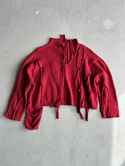 ISSEY MIYAKE - 1970S KNITTED CARDIGAN WITH ASYMMETRICAL POCKET