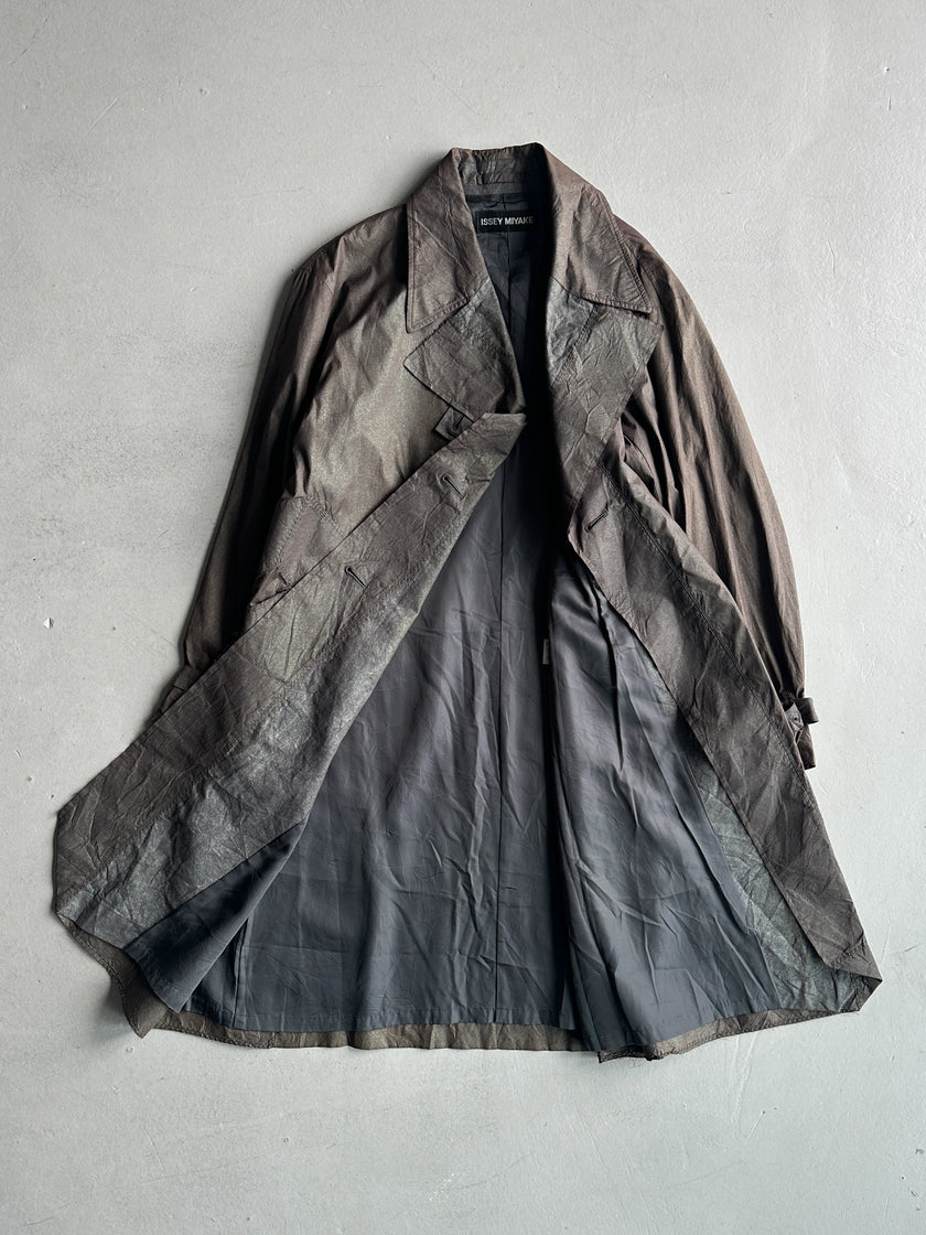 ISSEY MIYAKE - F/W 2002 METALLIC DOUBLE BREATSED TRENCH COAT