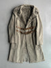 COP COPINE - 2000s RELAXED TEXTURED COAT WITH CROSSED DOUBLE LEATHER BELT