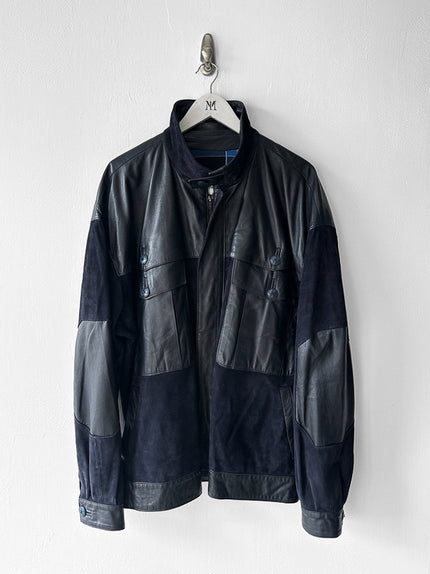 FRENCH LABEL 1980s PANELLED LEATHER AND SUEDE JACKET