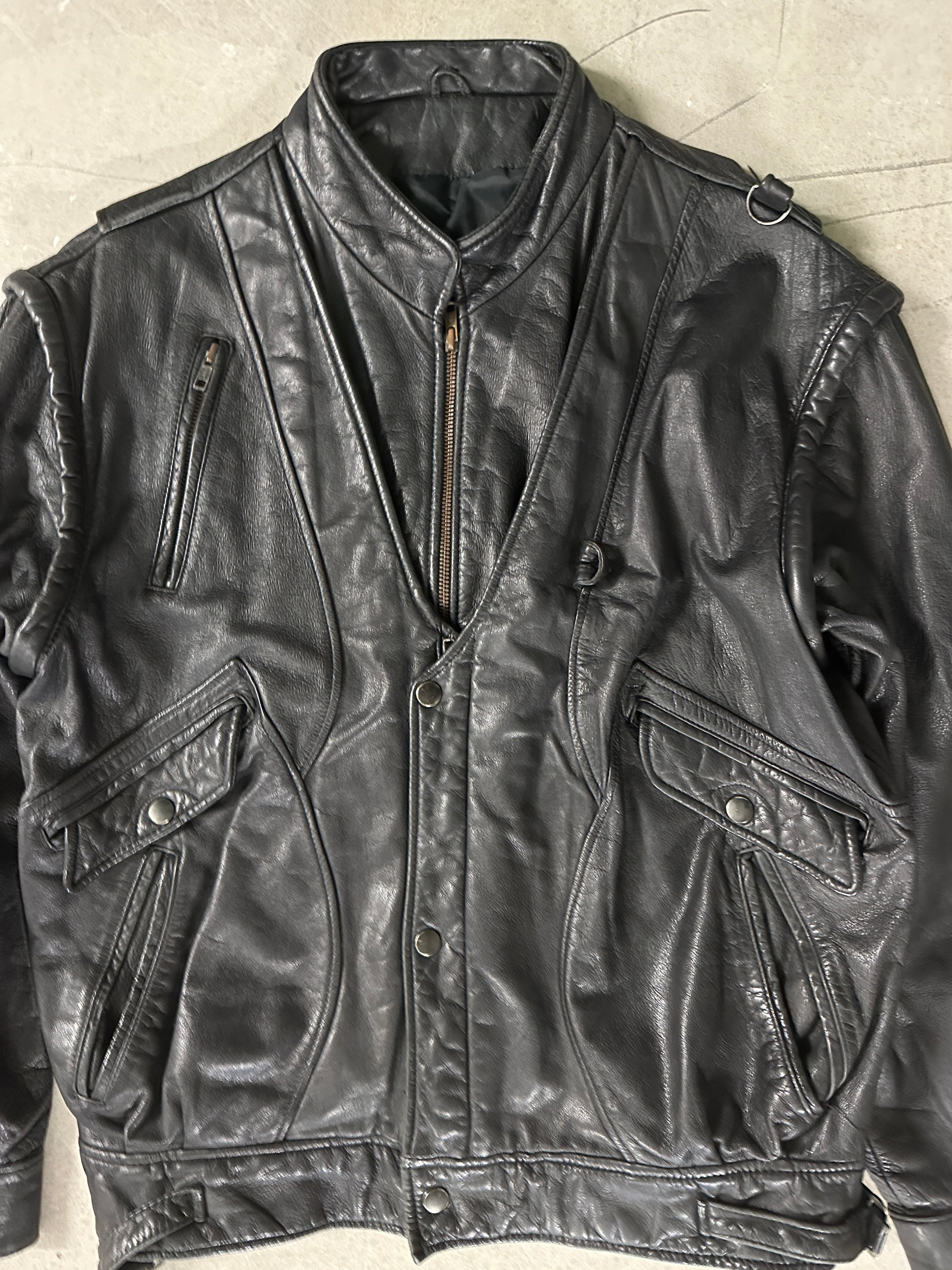 1980s DOUBLE LAYER LEATHER BIKER JACKET