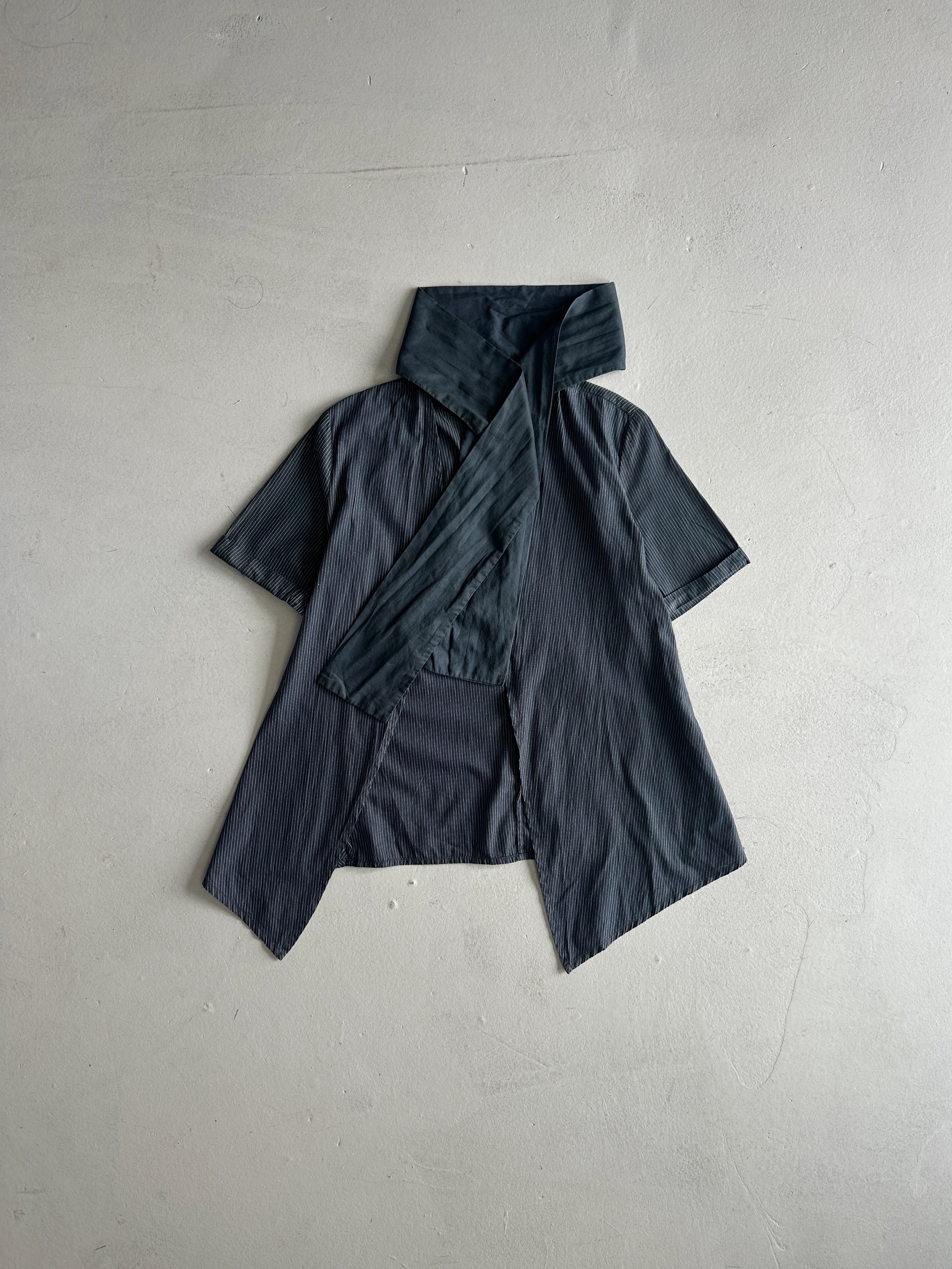 MARTIN MARGIELA - S/S 2007 NECK TIE OPEN FRONT BLOUSE