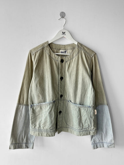 ISSEY MIYAKE HAI - 1980s DENIM COLLARLESS BLAZER