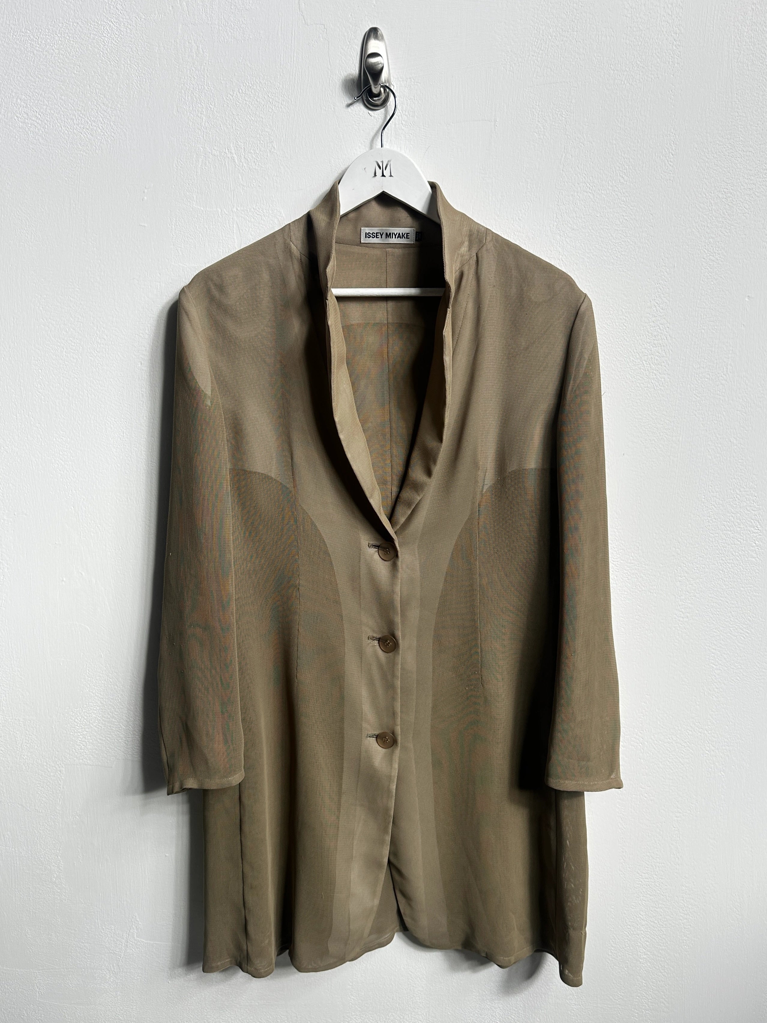ISSEY MIYAKE - early 2000s DOUBLE LAYER MESH LONG BLAZER