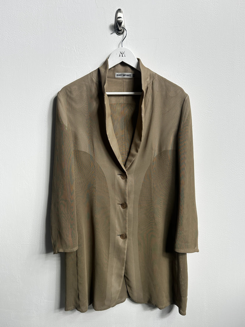 ISSEY MIYAKE - early 2000s DOUBLE LAYER MESH LONG BLAZER