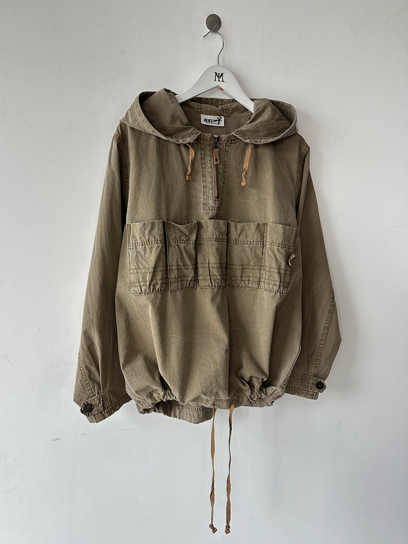 ISSEY MIYAKE HAI - 1980s COTTON HOODIE WITH FRONT POCKETS