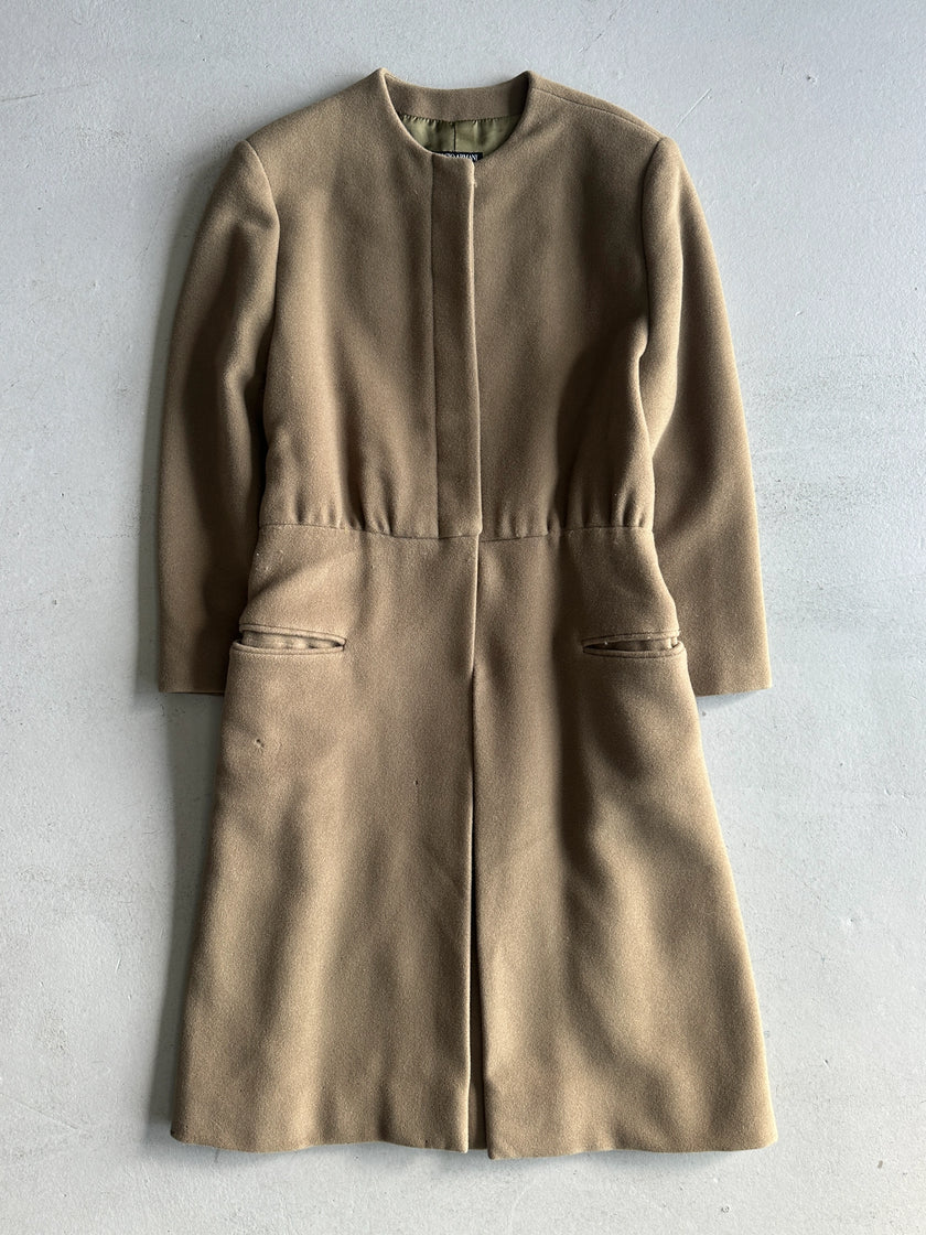 GIORGIO ARMANI - 1990s BELTED COLLARLESS COAT
