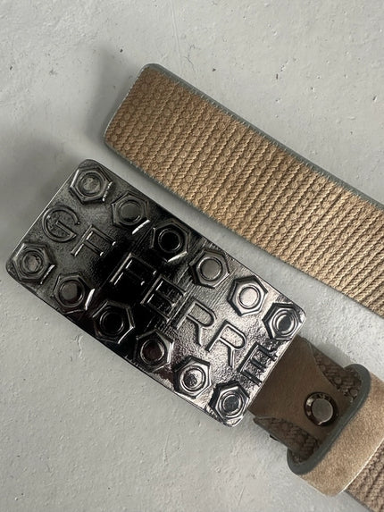 GIANFRANCO FERRÉ -  early 2000s WAXED LEATHER BELT WITH METAL BUCKLE
