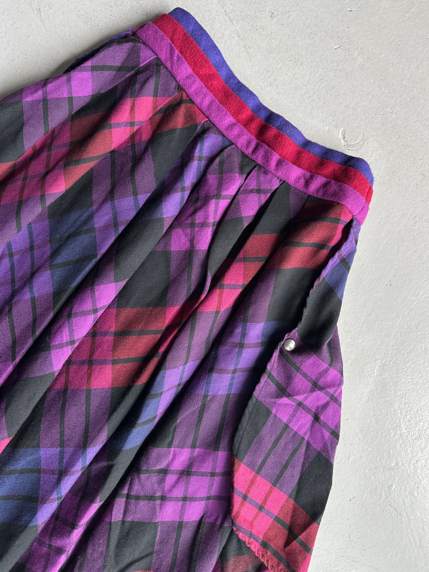 BYBLOS - 1990s CHECK PRINT PLEATED SKIRT