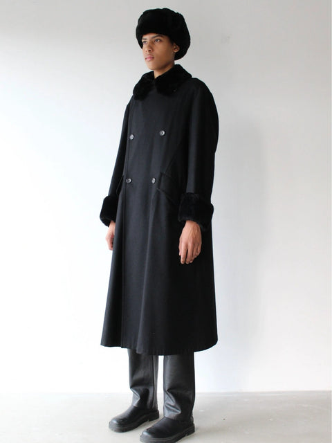 YOHJI YAMAMOTO - A/W 1996 DOUBLE BREASTED LONG FUR COAT