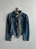 PLEIN SUD - 1990s FRAYED RUFFLES FRONT DENIM JACKET