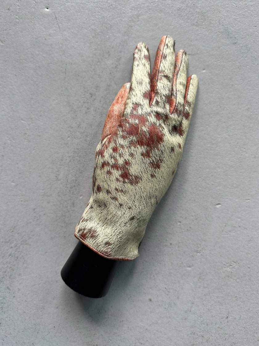 ROBERTO CAVALLI - 1990s ANIMALIER LEATHER GLOVES