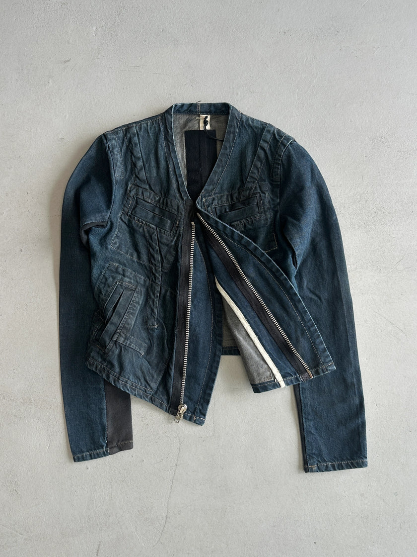 RICK OWENS SLAB - A/W 2003 SLIM FIT WAXED DENIM JACKET